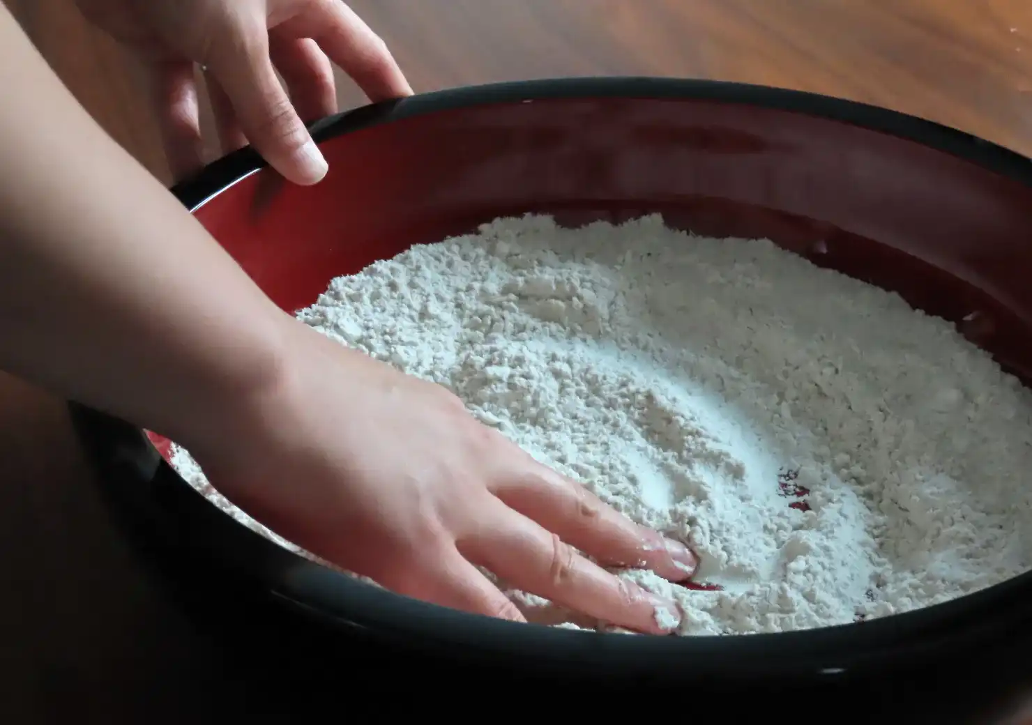 蕎麦打ち体験の様子